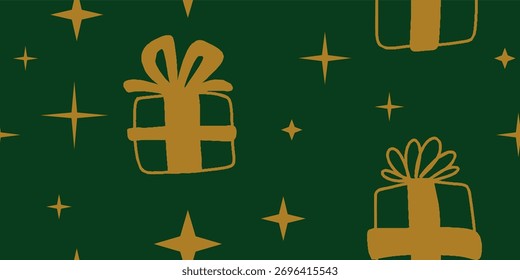 Festliche grüne und goldene Geschenkboxen mit Sternen