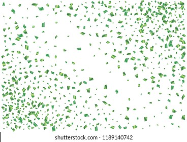 Festive green rectangle confetti background. Abstract frame confetti texture for holiday, postcard, poster, website, carnival, birthday, children's parties. Cover confetti mock-up. Wedding card layout