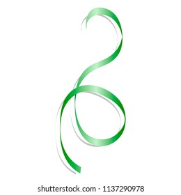 Festive green ribbon mockup. Realistic illustration of festive green ribbon vector mockup for web design isolated on white background