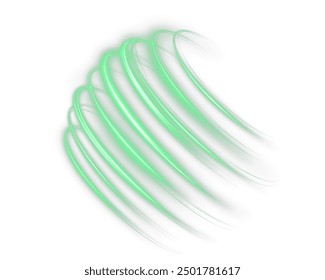 Festive green stripe on white background. Green curl twirl for the holidays. Green colored curve rope. Vector png twirl, line, curve, rope, stripe design element.	
