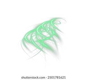 Festive green stripe on white background. Green curl twirl for the holidays. Green colored curve rope. Vector png twirl, line, curve, rope, stripe design element.	