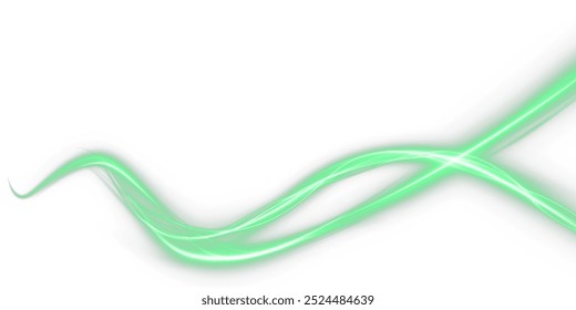 Festive green stripe on white background. green curl twirl for the holidays. green colored curve rope. Vector png twirl, line, curve, rope, stripe design element.