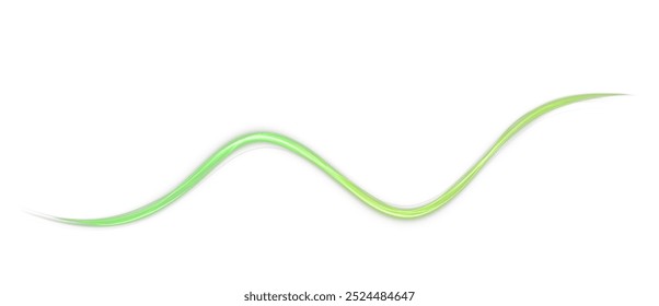 Festive green stripe on white background. green curl twirl for the holidays. green colored curve rope. Vector png twirl, line, curve, rope, stripe design element.