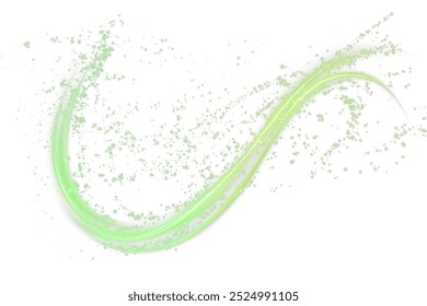 Raya verde festiva sobre fondo blanco. giro de rizo verde para las vacaciones. cuerda curva de color verde. Vector png twirl, línea, curva, cuerda, elemento de diseño de la raya.

