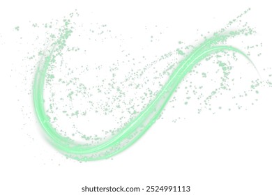 Festive green stripe on white background. green curl twirl for the holidays. green colored curve rope. Vector png twirl, line, curve, rope, stripe design element.

