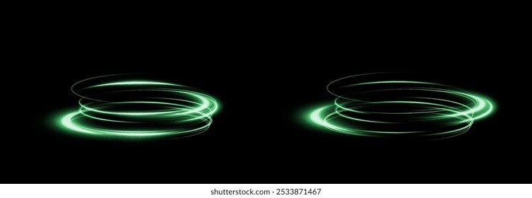 Festive green stripe on white background. green curl twirl for the holidays. green colored curve rope. Vector png twirl, line, curve, rope, stripe design element.