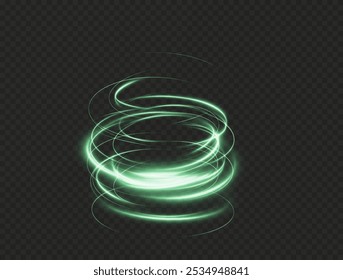 Festive green stripe on white background. green curl twirl for the holidays. green colored curve rope. Vector png twirl, line, curve, rope, stripe design element.