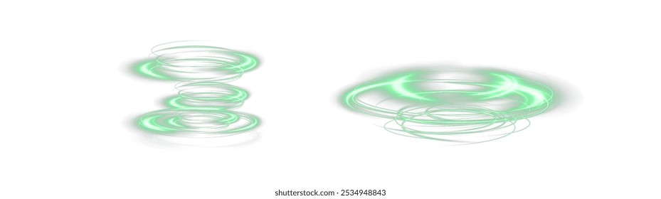 Festive green stripe on white background. green curl twirl for the holidays. green colored curve rope. Vector png twirl, line, curve, rope, stripe design element.
