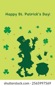 Festive greeting card celebrating St. Patrick's Day with Irish symbols