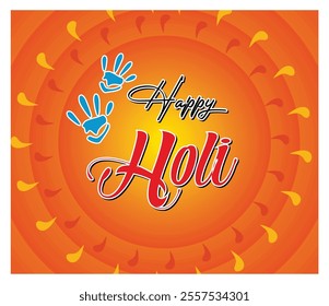 Festive greeting card designs for Holi, featuring handprints and artistic writing. Perfect for celebrating India's joyous festival of colors and togetherness. Flat vector modern illustration