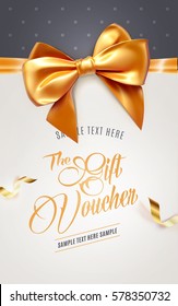 Festive greeting card or flyer with bow and ribbon. Vector illustration