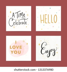 Festive greetings card with typography vectors