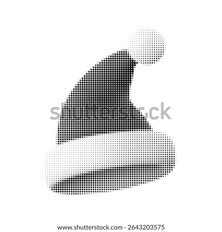 Festive halftone Santa hat vector illustration, perfect for holiday designs and Christmas projects. Modern, minimalist, and stylish seasonal decor. Ideal for cards, banners, and more.