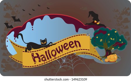 Festive Halloween background with cat