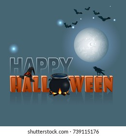 Festive Halloween Card on blue background