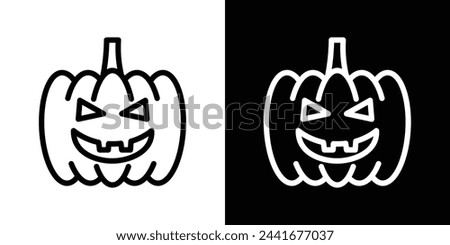 Festive Halloween Pumpkin Icons. Scary Decorative Gourds and Autumn Celebration Symbols.