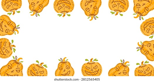 Festive halloween pumpkin repeating border frame design