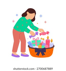 Cestas festivas, regalando una variedad de dulces y golosinas