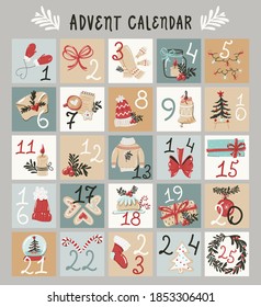 Festlicher handgezeichneter Adventskalender
