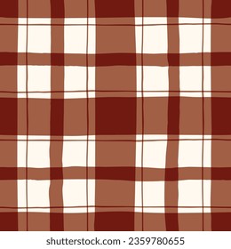 Festive Hand-Drawn Checked Vector Seamless Pattern. Classic Style with Watercolor Effect. Christmas Tartan Plaid.