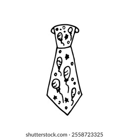 A festive hand-drawn tie in the style of a doodle. Vector drawing for a birthday, a party.