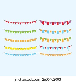 Festive Hanging Flag Design Cartoon Icon Illustration