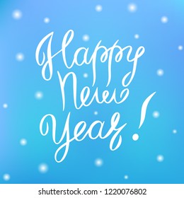 festive Happy New Year inscription in white on a blue background