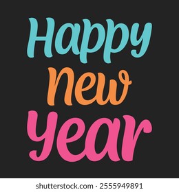 Festive Happy New Year Typography Vector Design.