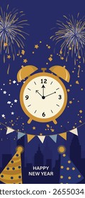 Festivo Feliz Ano Novo Vetor História e Banner Templates Set