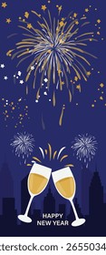 Festivo Feliz Ano Novo Vetor História e Banner Templates Set