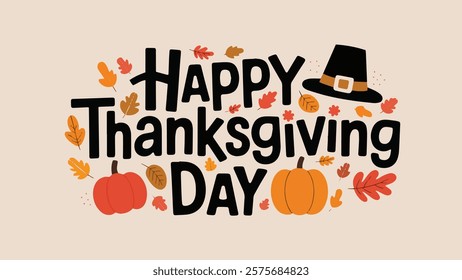 Festive Happy Thanksgiving Greeting Card Design