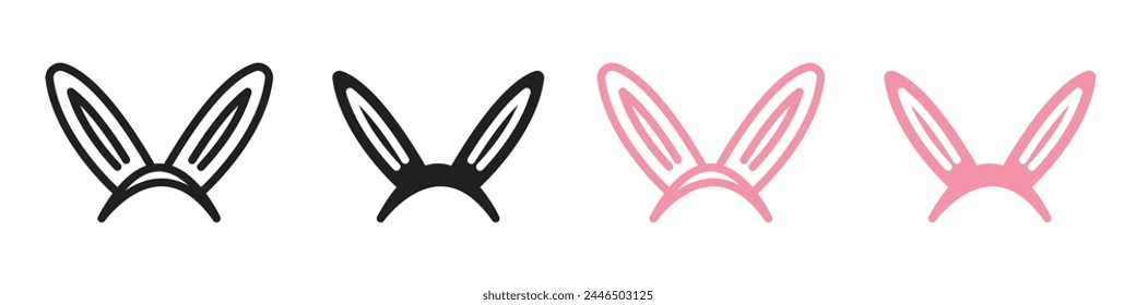 Festive Hare Ear Party Headband Icon Set Symbolizing Celebration