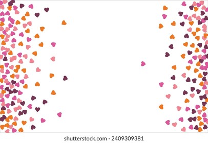 Festive heart banner design. Valentine's Day. Bright confetti hearts. Vector illustration.