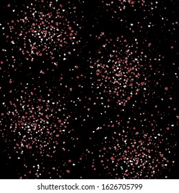 Festive hearts firework background seamless of various colors. Pattern for holiday design.