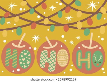Festive Ho Ho Ho Christmas Ornaments with String Lights