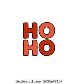 Festive Ho Ho Ho red text vector illustration, perfect for Christmas designs, holiday cards, and seasonal promotions. Trendy, playful, and cheerful typography for festive projects.