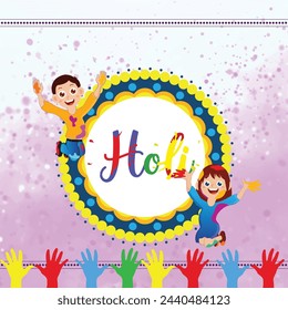 A festive Holi banner with bold, eye-catching graphics and playful typography, designed to create buzz on social media platforms and generate excitement for the upcoming celebrations.