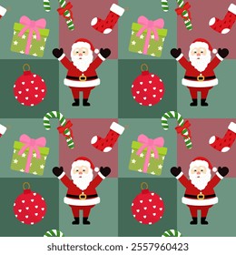 Festive holiday designs with Christmas elements seamless pattern 