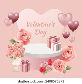 Festive holiday greeting card for Valentines Day. 