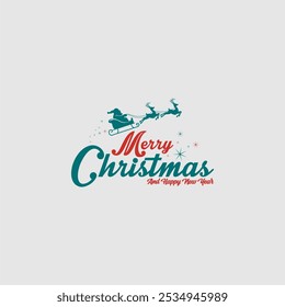 Festive holiday greeting design with 'Merry Christmas and Happy New Year' message, featuring stylish typography and decorative snowflakes for a cheerful seasonal celebration.