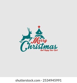 Festive holiday greeting design with 'Merry Christmas and Happy New Year' message, featuring stylish typography and decorative snowflakes for a cheerful seasonal celebration.