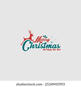 Festive holiday greeting design with 'Merry Christmas and Happy New Year' message, featuring stylish typography and decorative snowflakes for a cheerful seasonal celebration.