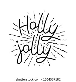 Festive Holiday Hand Lettered Text - Christmas Holly Jolly Typography Design Element