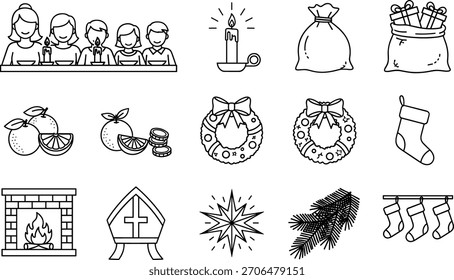 Festive Holiday Icon Set Essential Illustrations for Christmas Celebrations, Decorations and Traditions