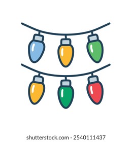 Festive holiday lights garland. Colorful string lights, symbolizing joy and celebration. Perfect for festive designs.