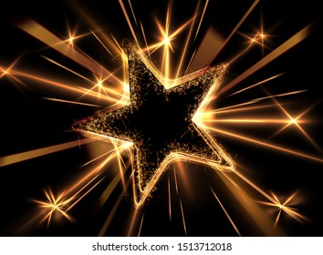 Festive holiday magic star luxury background with radial rays. Vector eps10