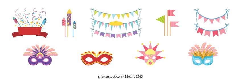 Festive Holiday Object and Symbol for Celebration Vector Set