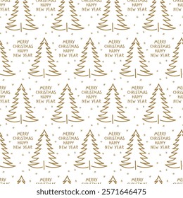 Festive holiday pattern featuring Christmas trees and cheerful greetings for the new year