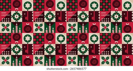 Festive Holiday Square Tile Repeating Illustration