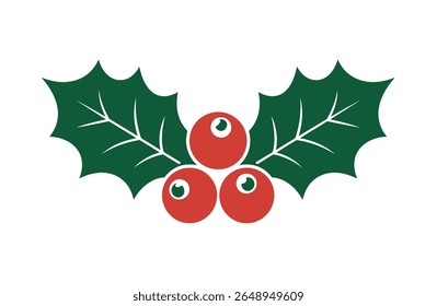 Festive Holly Branch with Red Berries, Perfect for Christmas Design